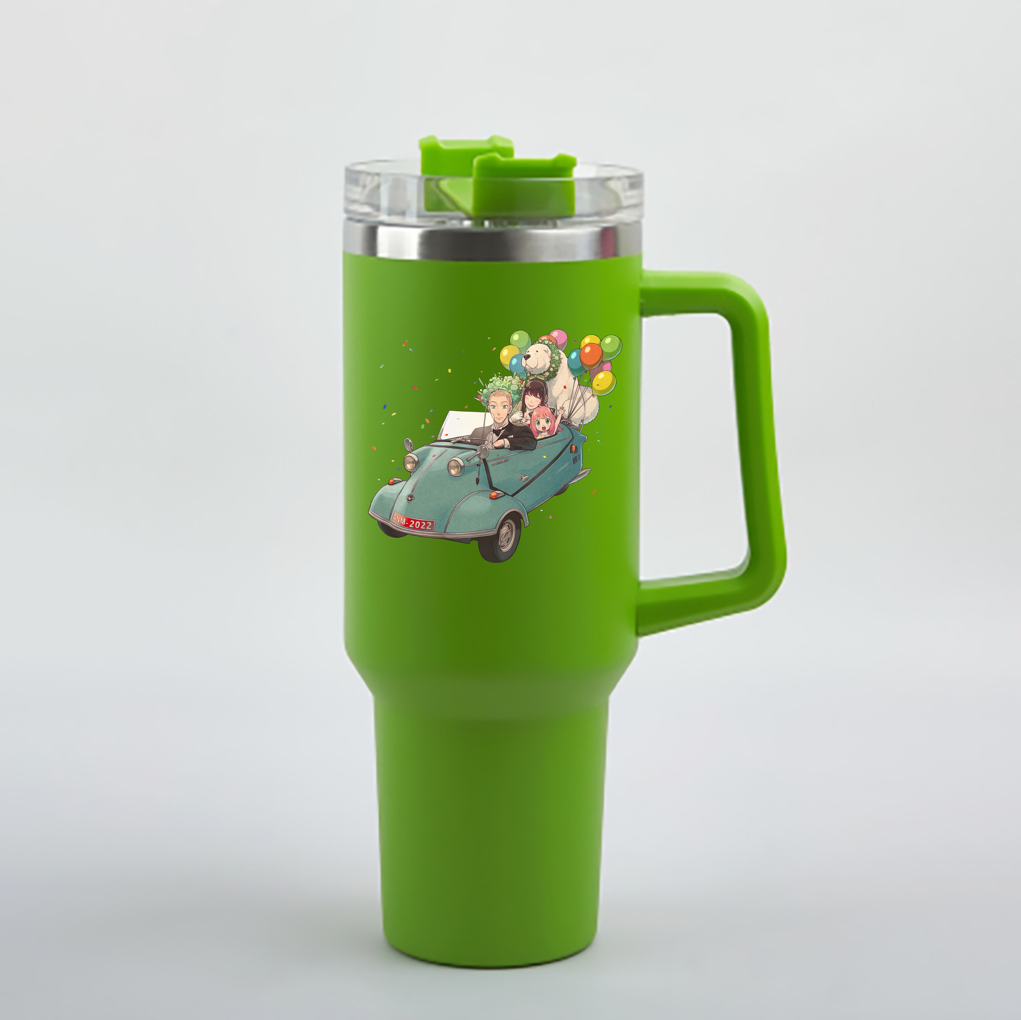（画像用） SPY×FAMILY间谍家家酒 1200mL車用タンブラー - クリスタルステッカー（プラスチックストロー付き）